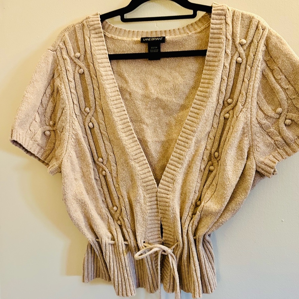 Lane Bryant Tan Short Sleeve Cardigan